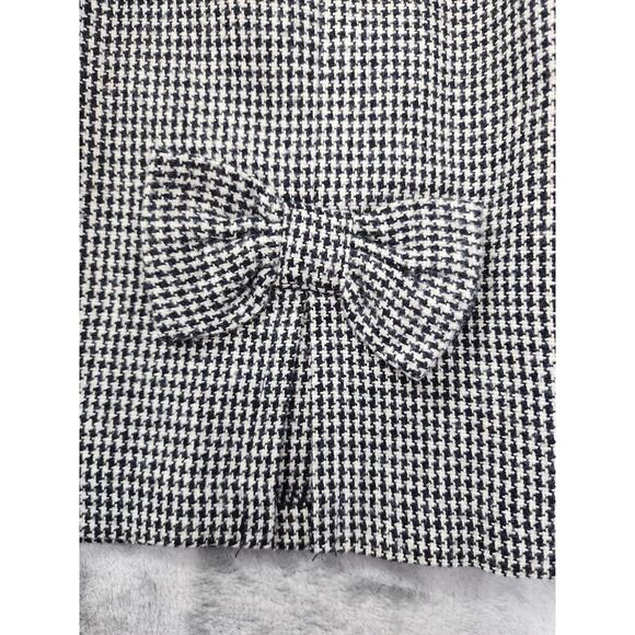 Vintage 80s My Michelle Wool Houndstooth Bow Slit Mini Skirt Size XS Gray Black - Picture 4 of 10